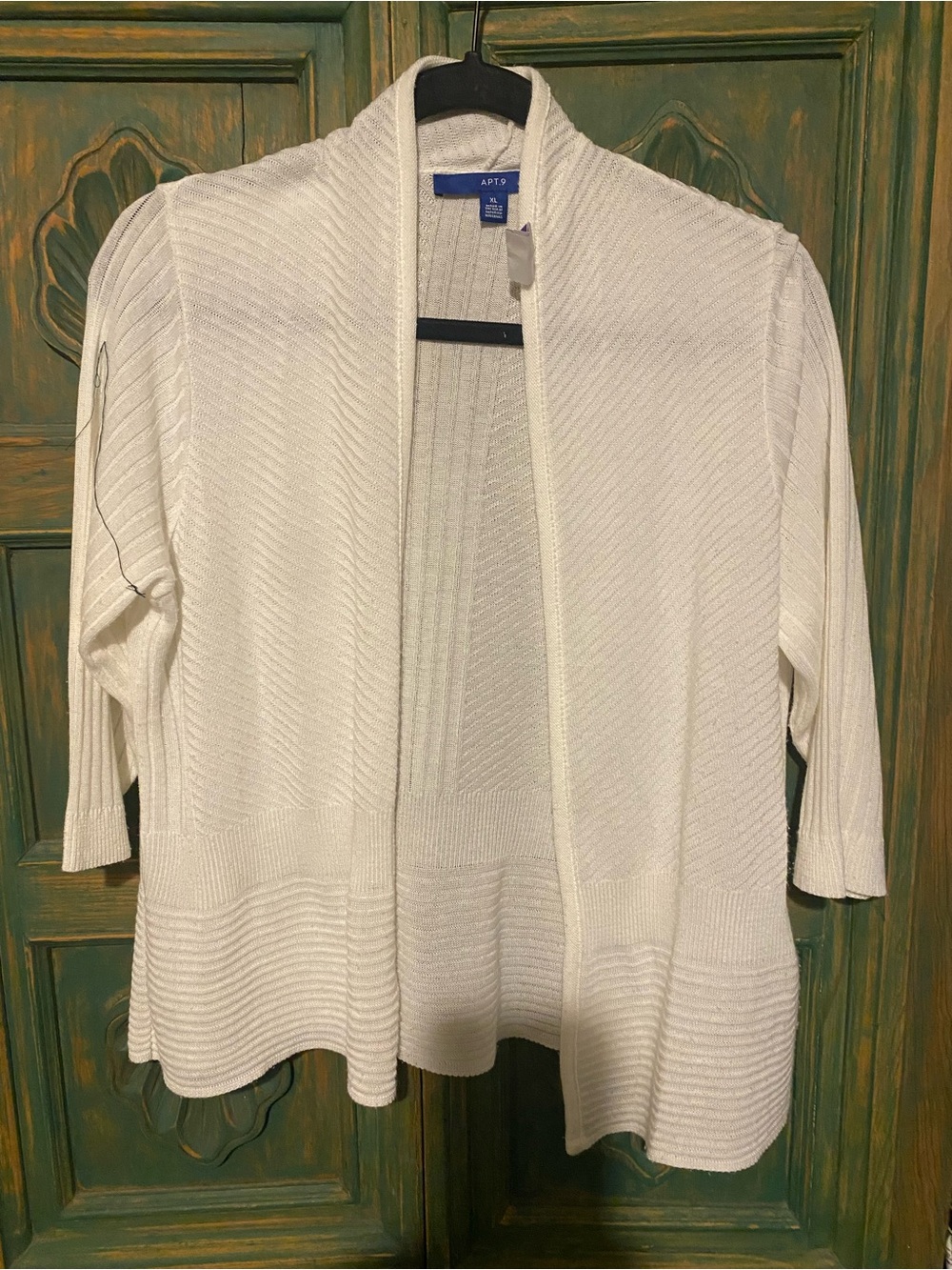 Apt. 9 Cream Open-Front Knit Cardigan